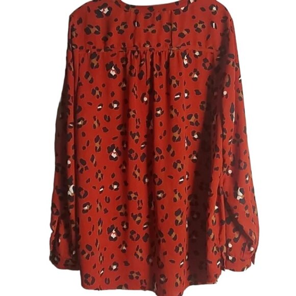 Reitmans Burnt Orange Leopard Print Blouse Size 16 - Picture 4 of 4